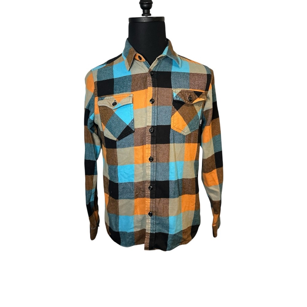 Men's Blue Plaid Button-Up Flannel Shirt